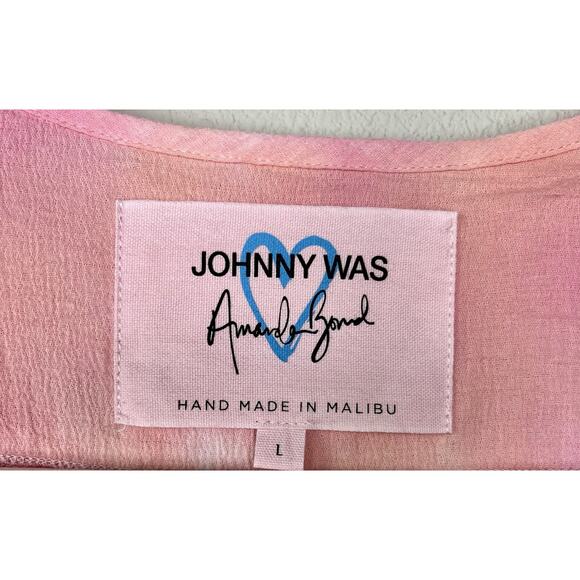 Johnny Was x Amanda Bond Pink Ombre SizeL Handmade in Malibu Boho Flutter Sleeve - Picture 2 of 16